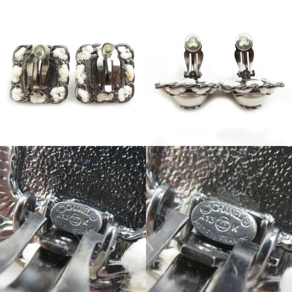 CHANEL White Pearl Logo Earrings - Picture 5 of 5